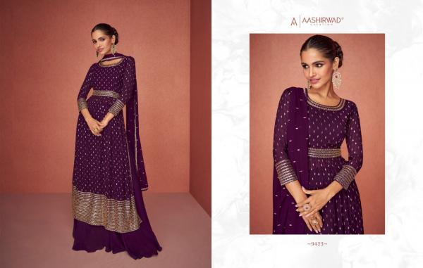 Aashirwad Gulkand Aroma Georgette Embroidery Designer Salwar Suits